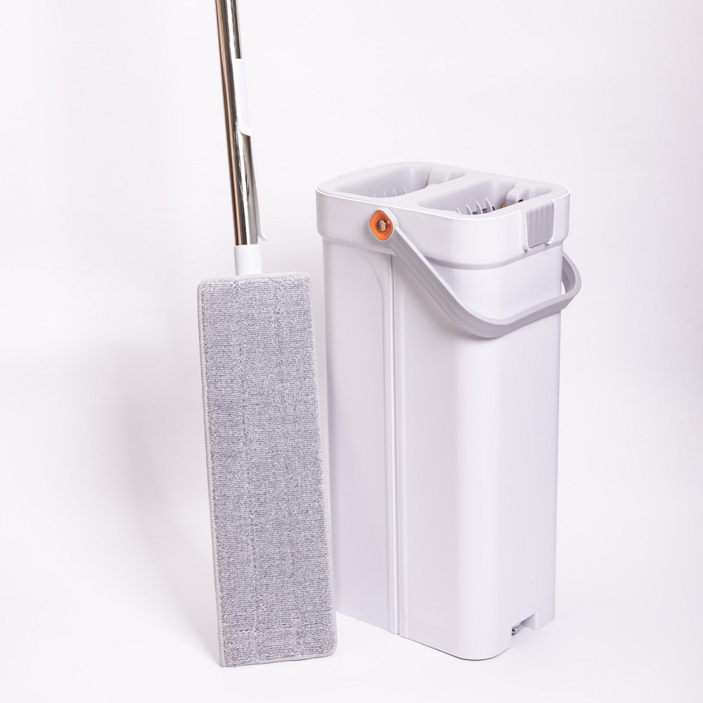 Набір для прибирання з плоскою шваброю та двосекційним відром з віджимом, насадка з мікрофібри, компактний HP-35015-19 Київ - фото 5