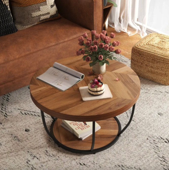 Столик журнальний у стилі лофт з металевими ніжками та дерев’яною стільницею Costway Leo Київ - фото 7