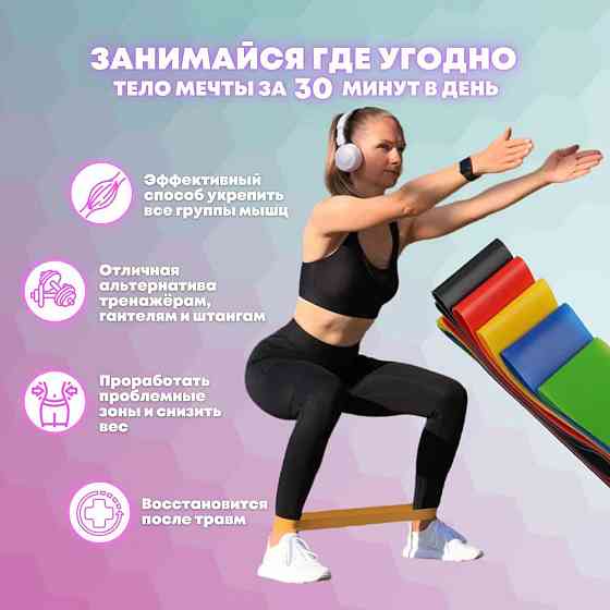 Фитнес в домашних условиях Fit Simplify 5 шт, Резиновые тренировочные петли, Эспандер резинка фитнес IA-85 Львов