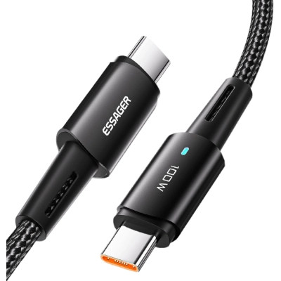 Дата кабель USB-C to USB-C 1.0m 100W black Essager (EXCTT1-CG01) Вінниця - фото 1