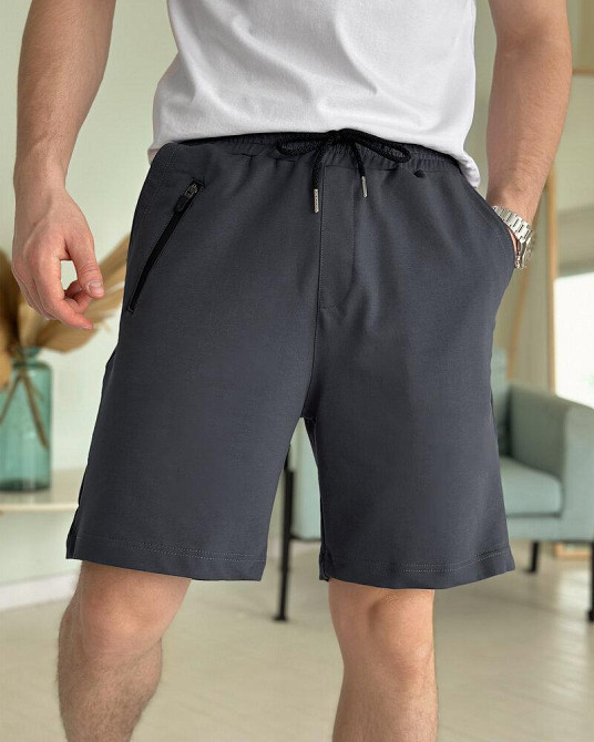 Лёгкие однотонные летние мужские шорты тёмно-серые Pobedov Griz Киев - изображение 1