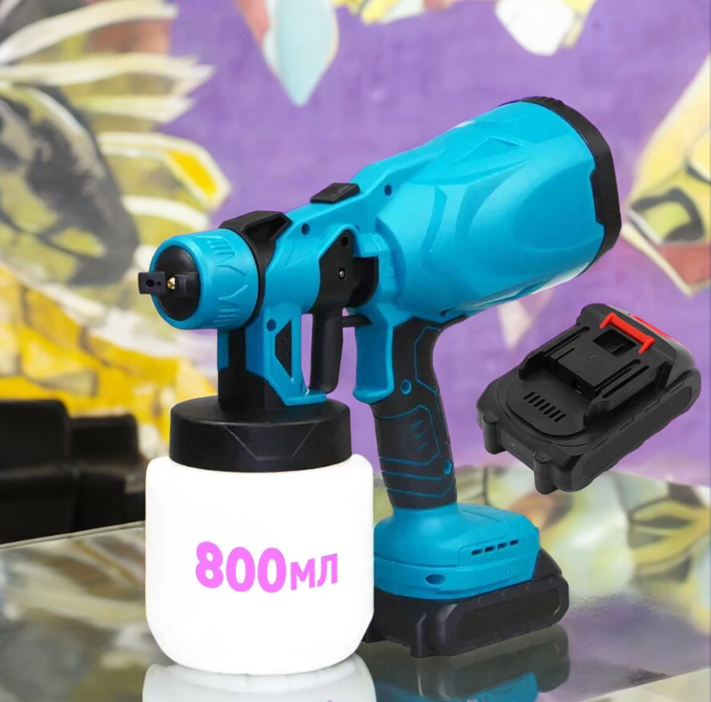 Акумуляторний фарбопульт 800мл + 2 акумулятори 24V / Краскопульт електричний Одеса - фото 1