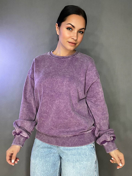 Свитшот женский A-N 25027 оверсайз свободный крой вареный тай-дай средняя длина one size, фиолетовый, one size Киев - изображение 5