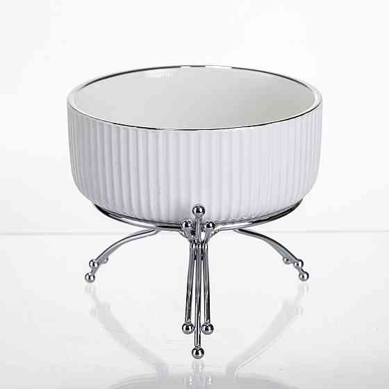 Салатник порцеляновий на металевій підставці Ø16 (см) Срібло LB-1568S Коломия