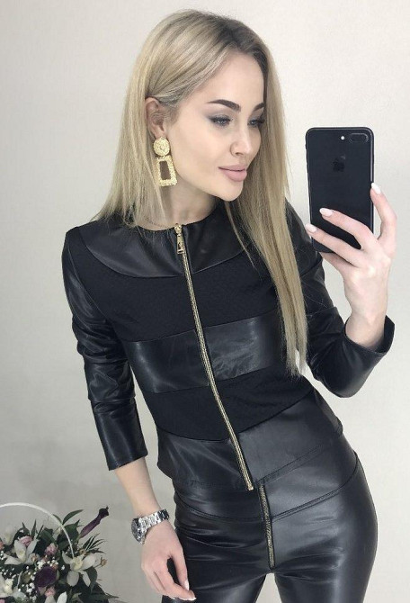 Жіноча легка шкіряна куртка "Nika" оптом | Батал | Розпродаж моделі Київ - фото 8