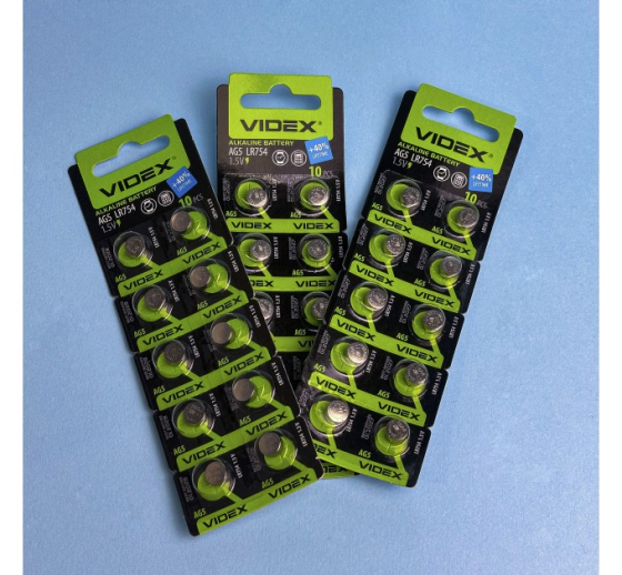 Батарейки Videx AG5 1.5В алкалінові 10шт для годинників та іграшок Київ