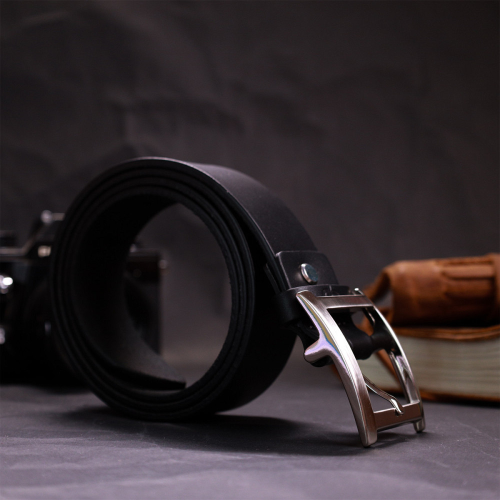 Качественный пояс под брюки для мужчин из натуральной кожи GRANDE PELLE 11689 Черный Киев - изображение 8