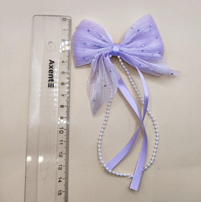 Комплект заколок "Бантики зі стрічками" 2 шт Фіолетовий Сміла - фото 4