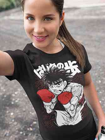 Футболка для мальчика аниме Хаджиме Но Іппо Камогава оверсайз (рост от 165 до 180 ) Черний AnimeJ0561m Днепр