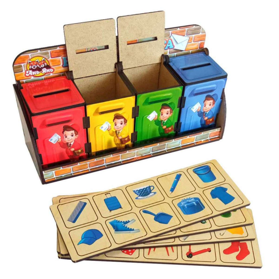 Дерев'яна настільна гра "Веселий листоноша" Ubumblebees (ПСД081) PSD081 сортер-комодик Вінниця - фото 3