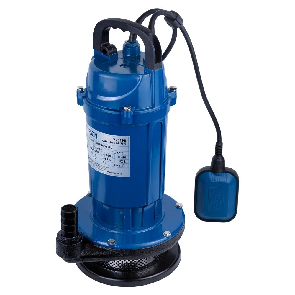 Wetron Насос дренажный 0.75кВт Hmax 32м Qmax 80л/мин WETRON QDX1.5w-32-0.75F (773198) Київ - фото 1