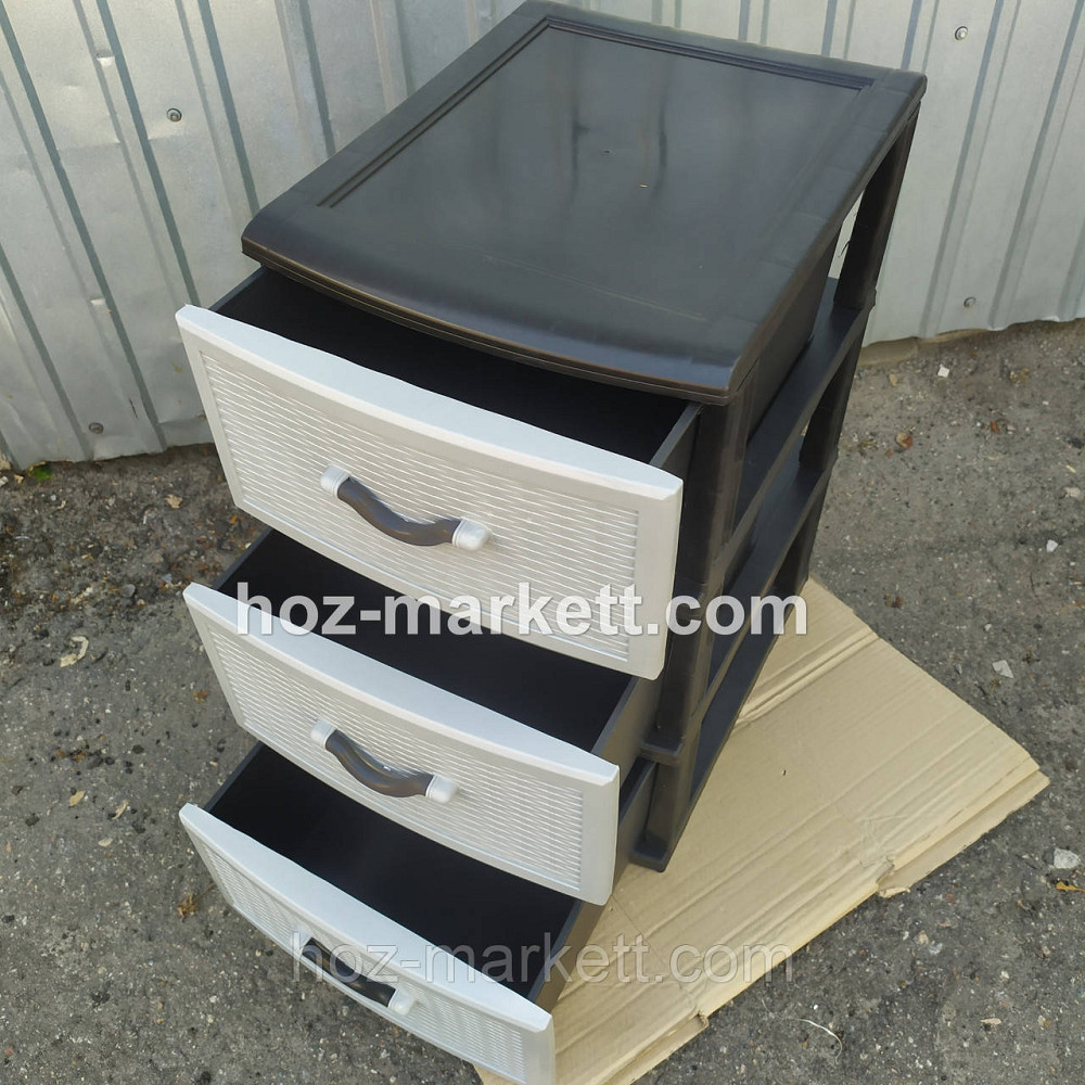 Комод пластиковый Стиль серый на 3 ящика производство Украина Харьков - изображение 8