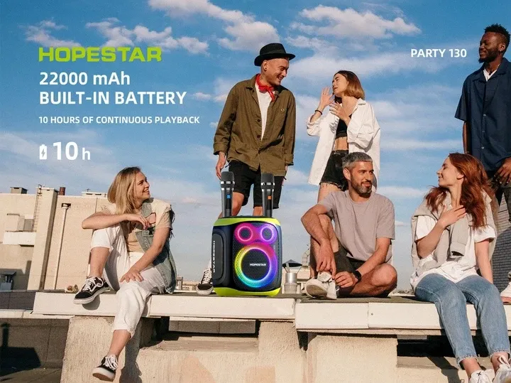 Портативна Bluetooth колонка Hopestar Party 130 із 2 мікрофонами, караоке, USB/TF, AUX, потужний звук Одеса - фото 10