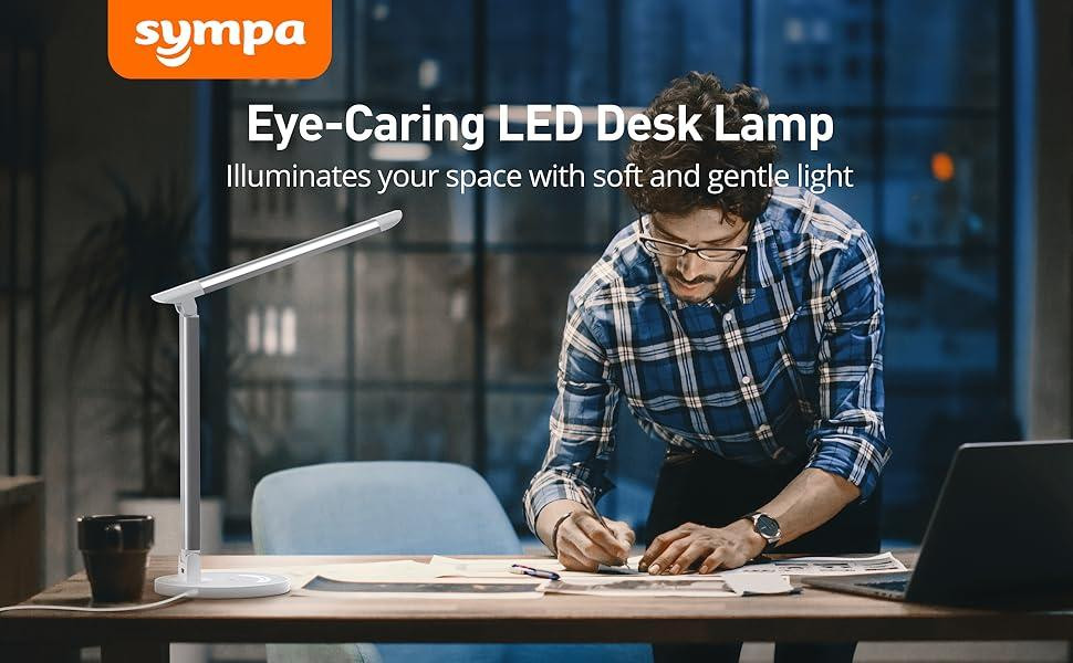 Светодиодная настольная лампа Sympa, 35 режимов света, USB-порт для зарядки, складная конструкция, сенсорное управление, белая Киев - изображение 15