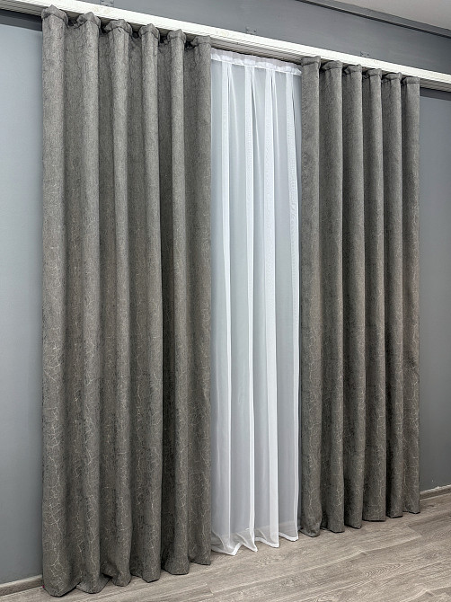 Комплект штор VR-Textil Жаккард Viva Marmo № 1788ш Серый 150х270 см 2 шт (33-0746) Киев - изображение 4