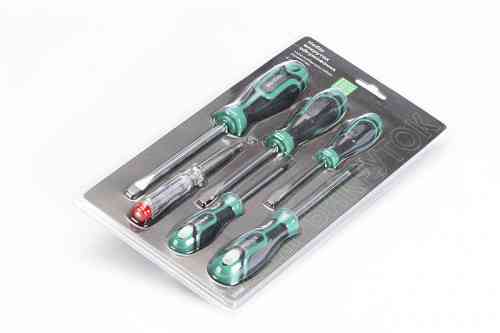 Набор отверток обрезиненных SL3x75, SL5x100, SL6x125, PH0x75, PH1x100 (6шт) Стандарт СИЛА Ровно