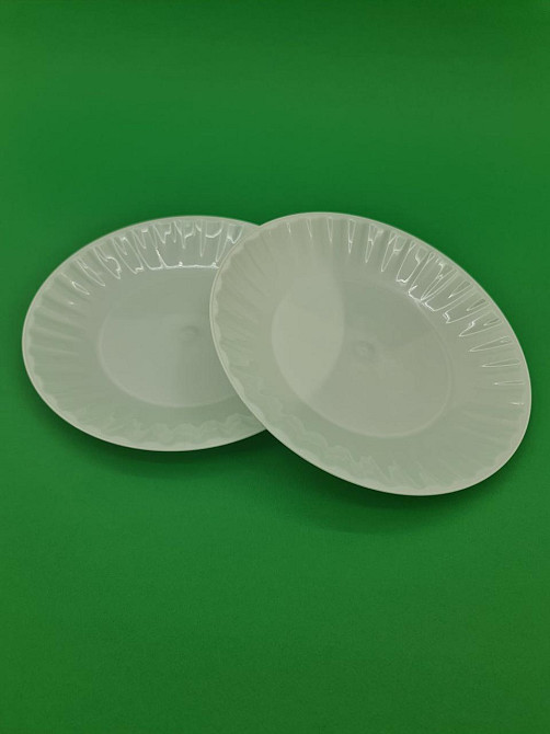 Одноразова тарілка склоподібна діаметр 205 мм біла (10 шт.) Харків - фото 1