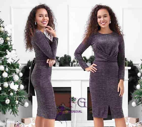 Нарядное платье миди с люрексом 