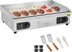 Гриль SucceBuy Komercyjny grill elektryczny 4400W z płaskim blatem, regulowana temperatura 122 ℉-572 ℉, grill ze stali nierdzewnej Київ