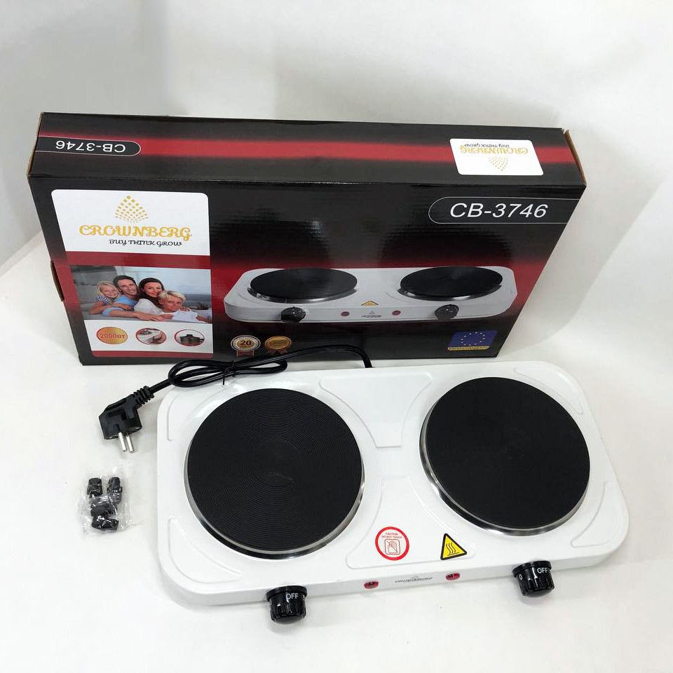 Електроплита двоконфорочна настільна компактна Crownberg CB-3746, Плита для любителів готувати ZK-29 Івано-Франківськ - фото 3