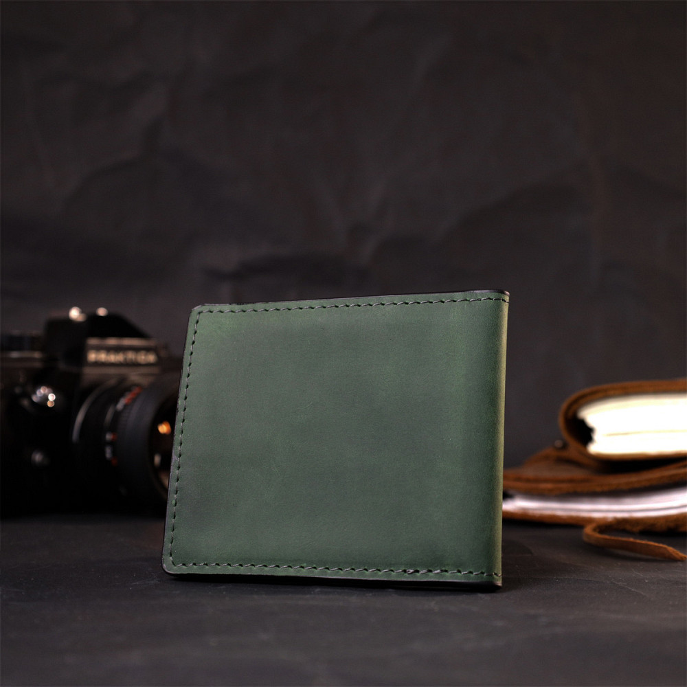 Качественная кожаная обложка на удостоверение участника боевых действий GRANDE PELLE 11664 Зеленый Киев - изображение 8