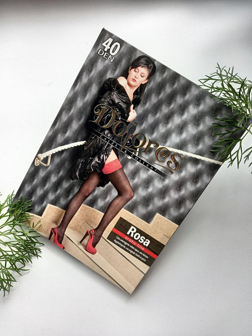 Панчохи капронові з чорним мереживом Dolores Rosa 40 den червоні Славута - фото 2