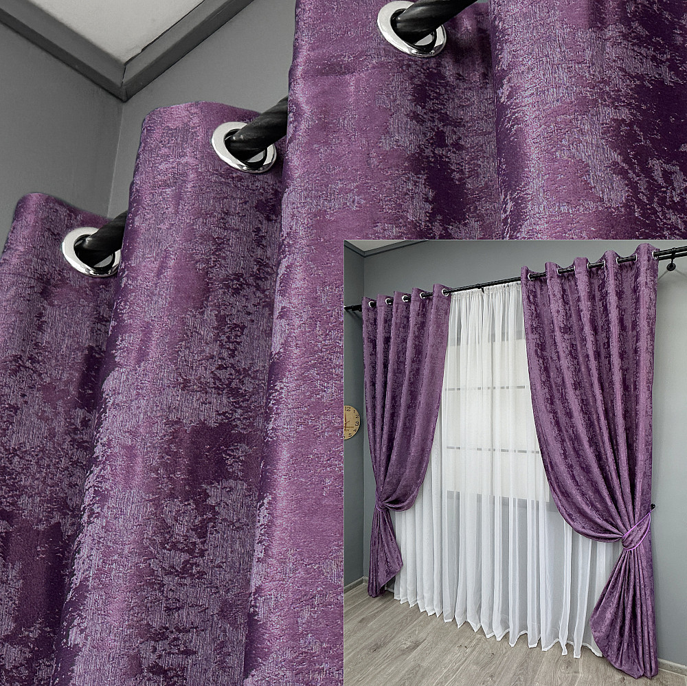 Комплект штор на люверсах VR-Textil Жаккард Sultan YL № 1547ш Фиолетовый 150х250 см 2 шт (37-0255) Киев - изображение 1