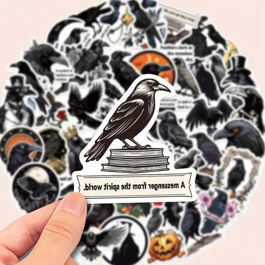 Готические наклейки с воронами, Водонепроницаемые виниловые наклейки с воронами, стикер 50 штук. Киев - изображение 3
