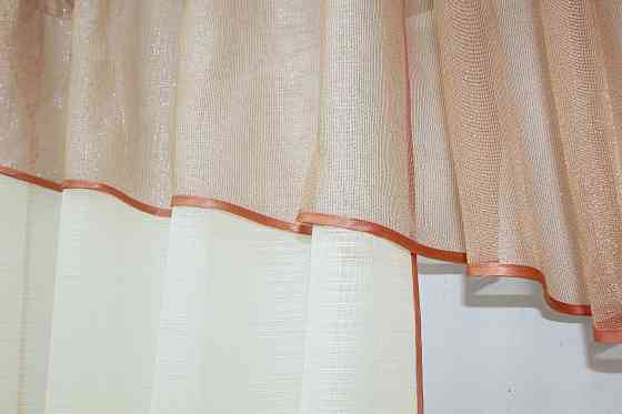 Кухонные шторы (290х170см) с ламбрекеном, на карниз 1-1,5м цвет молочный с персиковым 00к 59-482 Киев