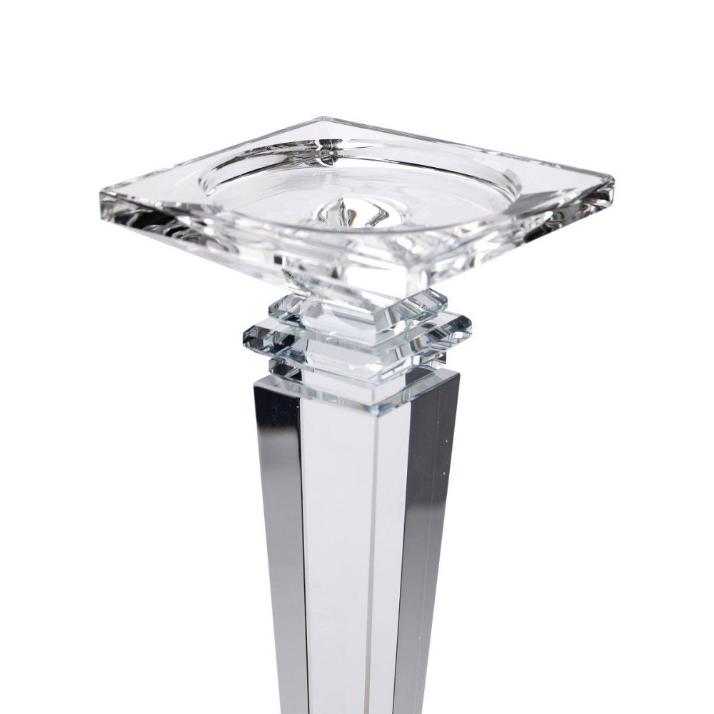 Підсвічник скляний на високій ніжці 9.5×9.5×22.5 см декоративний прозорий HP-4-53M Київ - фото 4