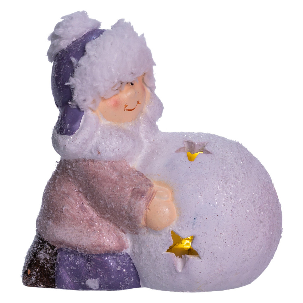 Новорічна фігурка з підсвіткою Дівчинка зі сніговою кулею з фарфори 11×7×12 (см) новорічний декор для дому, квартири на подарунок CR-5-10 Коломыя - изображение 4