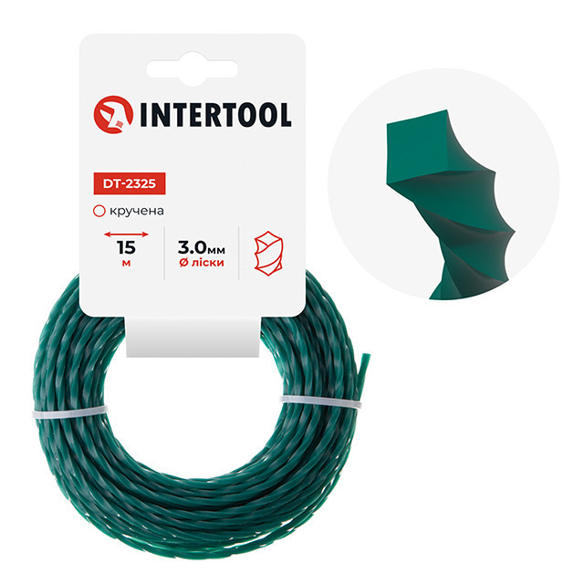 Лiска для тримера "квадрат" кручена, 3.0 мм x 15 м INTERTOOL DT-2325 Київ - фото 1