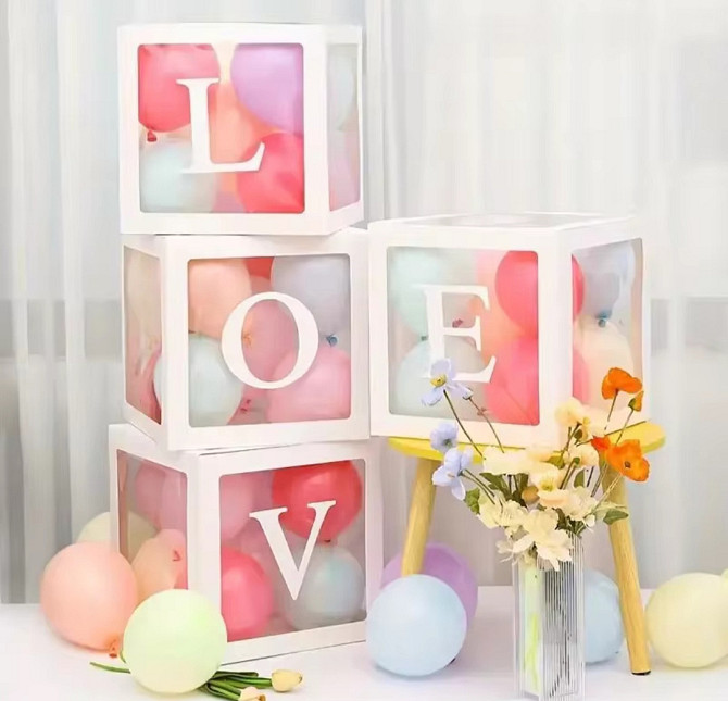 Кубики белые LOVE декор для воздушных шаров Киев - изображение 1