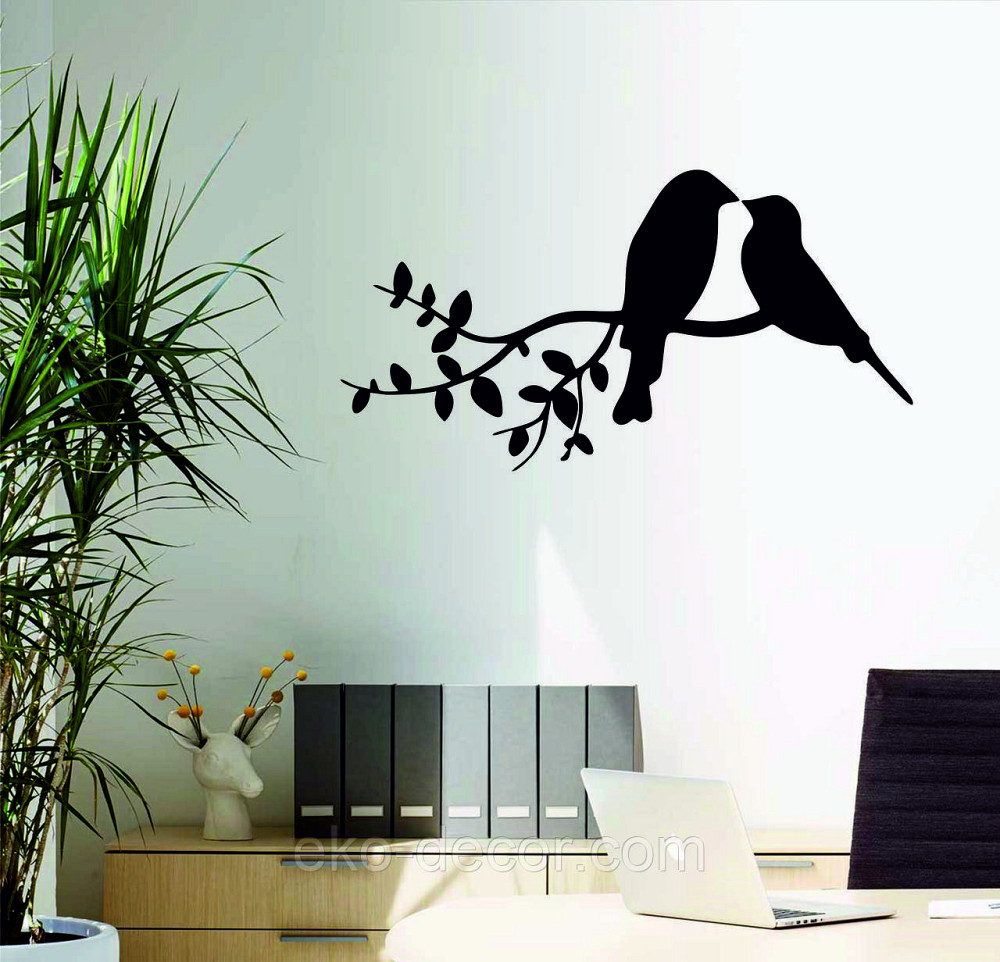 Декоративное настенное Панно «Две птички», Декор на стену 70*36 см, Черный Киев - изображение 3