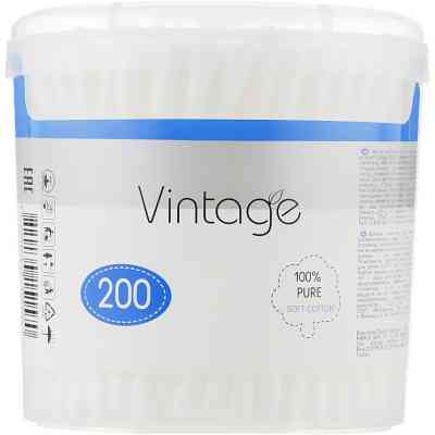 Ватні палички Vintage Cotton в пластиковому стакані 200 шт. (4820164151570) Вінниця