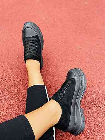 No brend Кеди жіночі M123-1 чорні (весна-осінь, еко-замша) (4749) Коломия