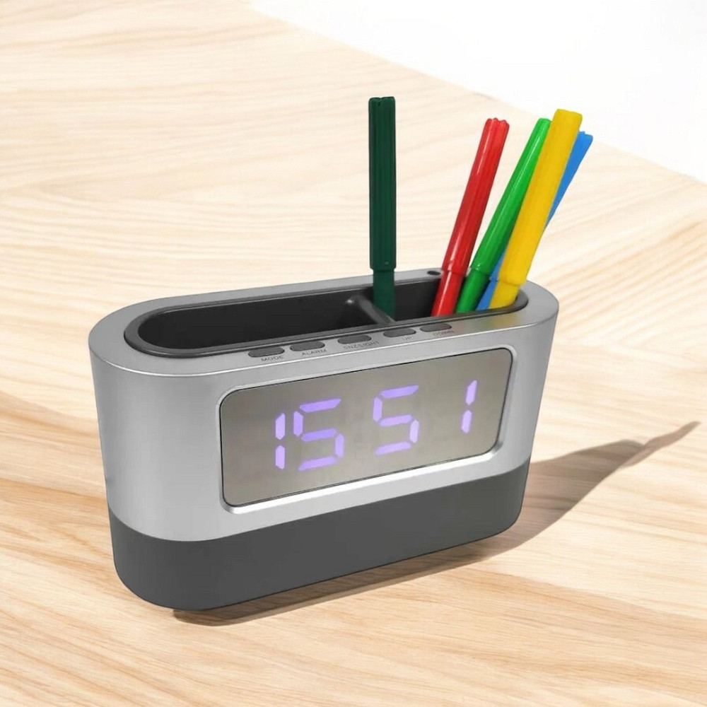 Годинник настільний з підставкою для ручок та канцелярії. Одеса - фото 2