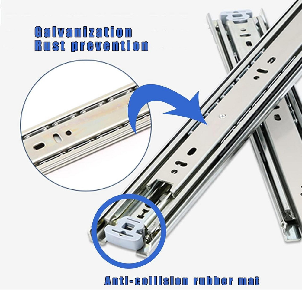 Направляющие для ящиков GUAWJRZDP 123456 цинковые полного выдвижения 300 мм шариковые тяжелые с замком для Киев - изображение 4