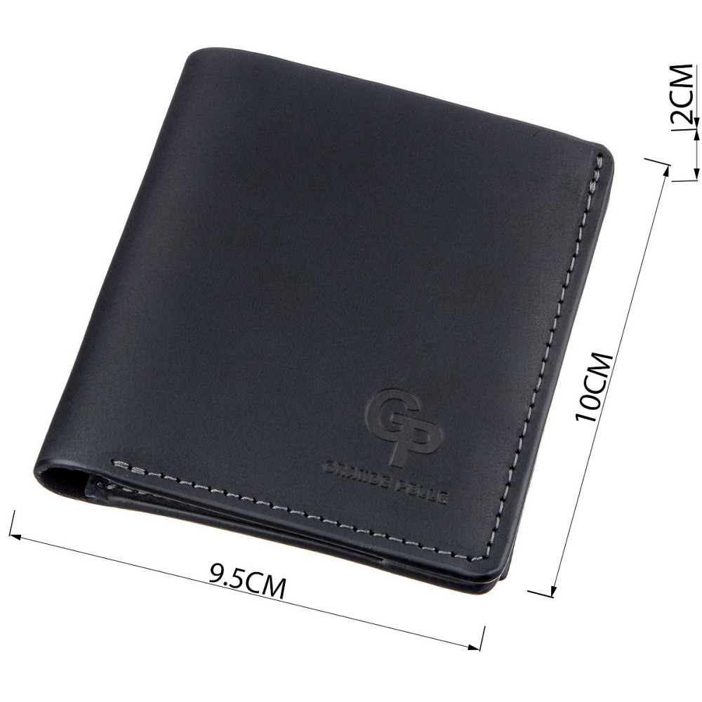 Оригінальна портмоне унісекс з накладної монетницьою GRANDE PELLE 11222 Чорне Київ - фото 3