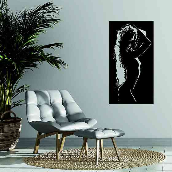 Декоративное настенное Панно «Силуэт женщины», Декор на стену 70*37 см, Черный Киев