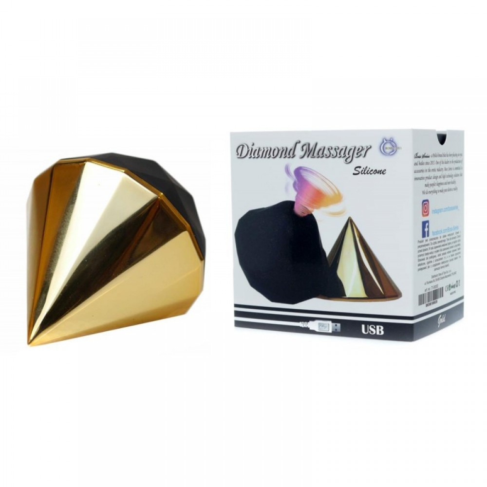 Вакуумний стимулятор клітора Diamond Air Massager USB 7 Function золотий Sex Aura Київ - фото 3