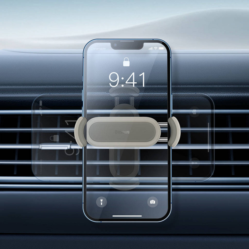 Автомобільне кріплення для смартфона 4.7-6.7" Steel Cannon 2 (На решітку) Baseus Кремово-Біле Винница - изображение 8