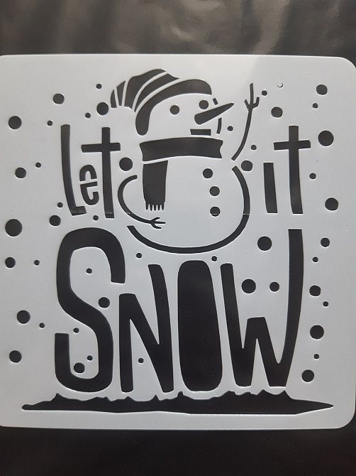 Снеговик на окно трафарет новогодний 15 на 15 см серый Киев - изображение 1