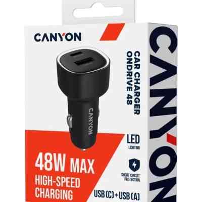 Зарядное устройство Canyon 1xUSB + 1xUSB-C PD48W black (CNE-CCABR3AC) Винница
