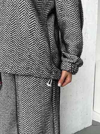 Женский теплый уютный костюм двойка из альпаки Черно-белый, 42/44 Одесса