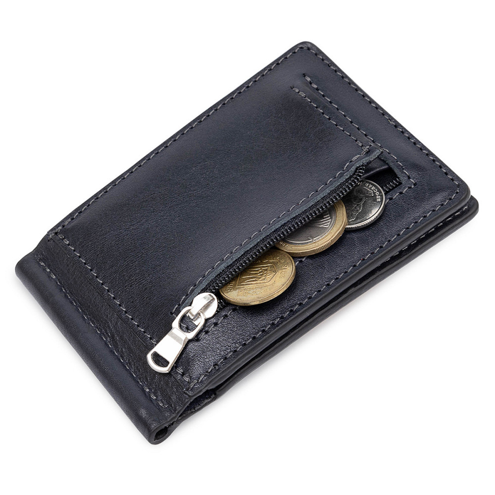 Мужской зажим для денег с монетницей GRANDE PELLE 11548 Черный Киев - изображение 5