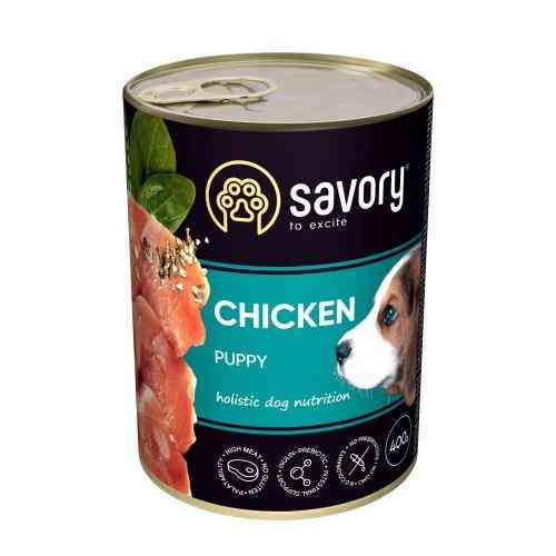 Вологий корм Savory для цуценят усіх порід, з куркою, 400 г Київ
