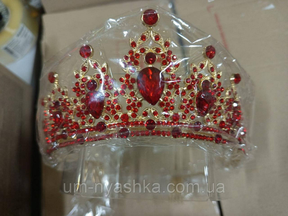 Диадема на обруче Корона золотая с красными камнями Кривой Рог - изображение 1