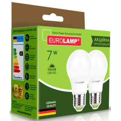 Лампочка Eurolamp LED A60 7W E27 3000K 220V акция 1+1 (MLP-LED-A60-07272(E)) Винница