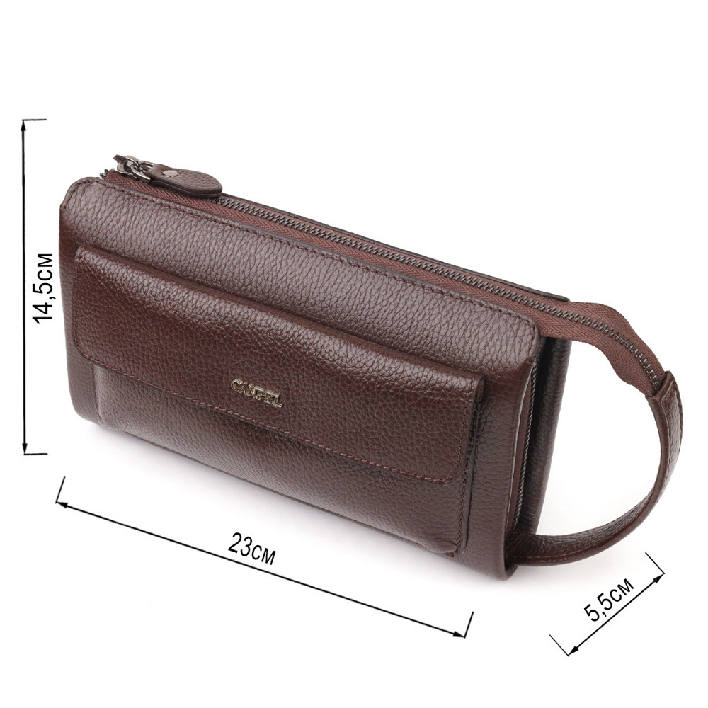 Красивый мужской клатч из натуральной зернистой кожи CANPELLINI 21559 Коричневый Киев - изображение 3